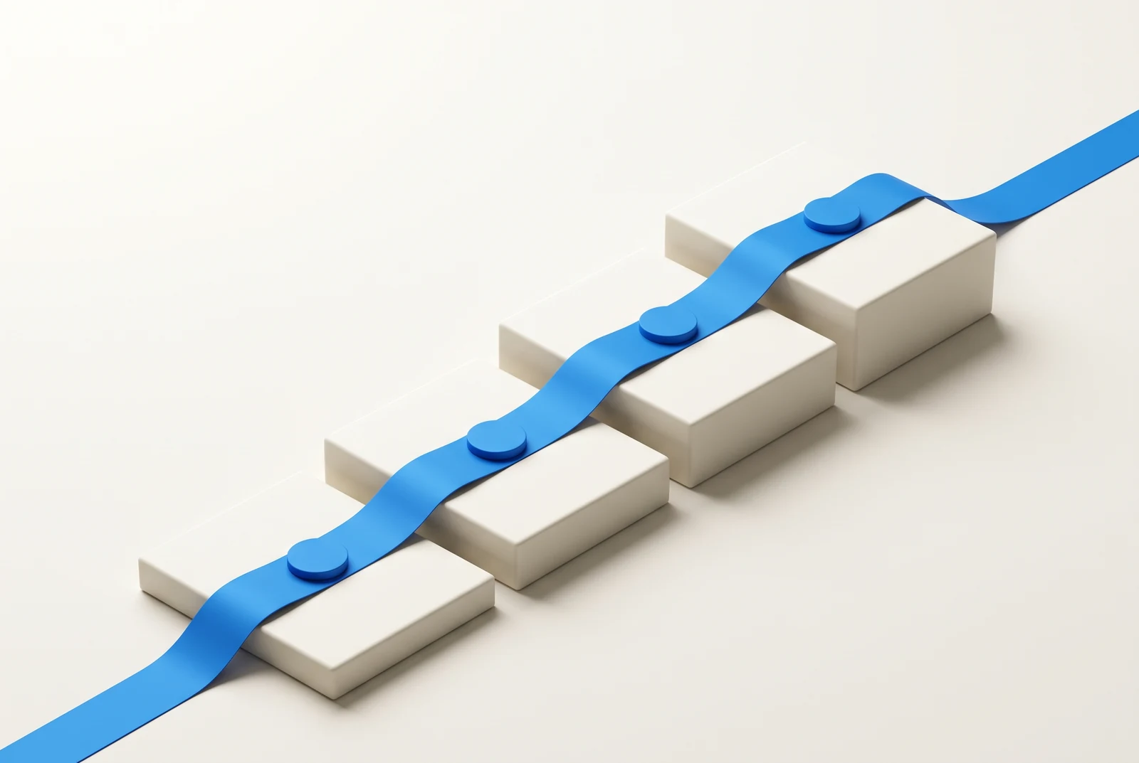 Blue path connecting four rising steps